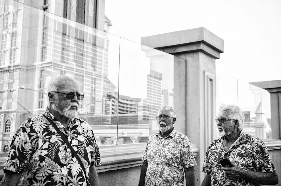 group of seniors walking outdoors